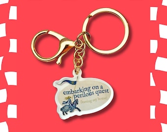 Perilous Quest Keychain, Medieval Fantasy Reader DND Gift, Acrylic Charm