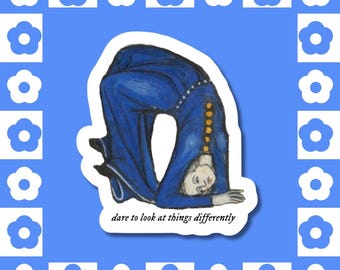 Dare to Look Medieval Sticker - Funny Feminist Marginalia Art