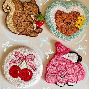 Punch Needle Mug Rug: Handmade Coquette Cottagecore Coaster