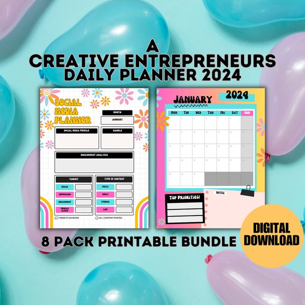 Creative Entrepreneur Planner: Boost Productivity with Daily/Monthly Activities & Social Media Strategies