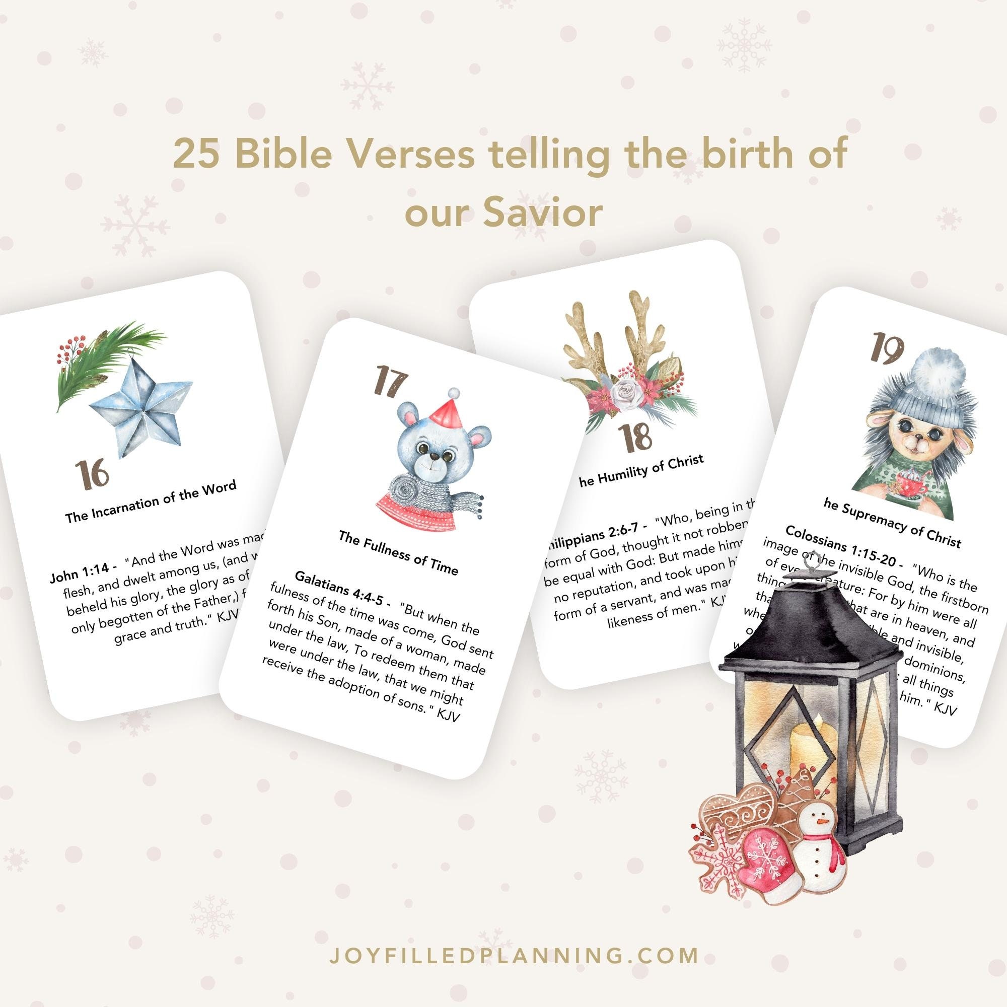Advent Calendar Bible Verses for Christmas Scripture Cards - Etsy