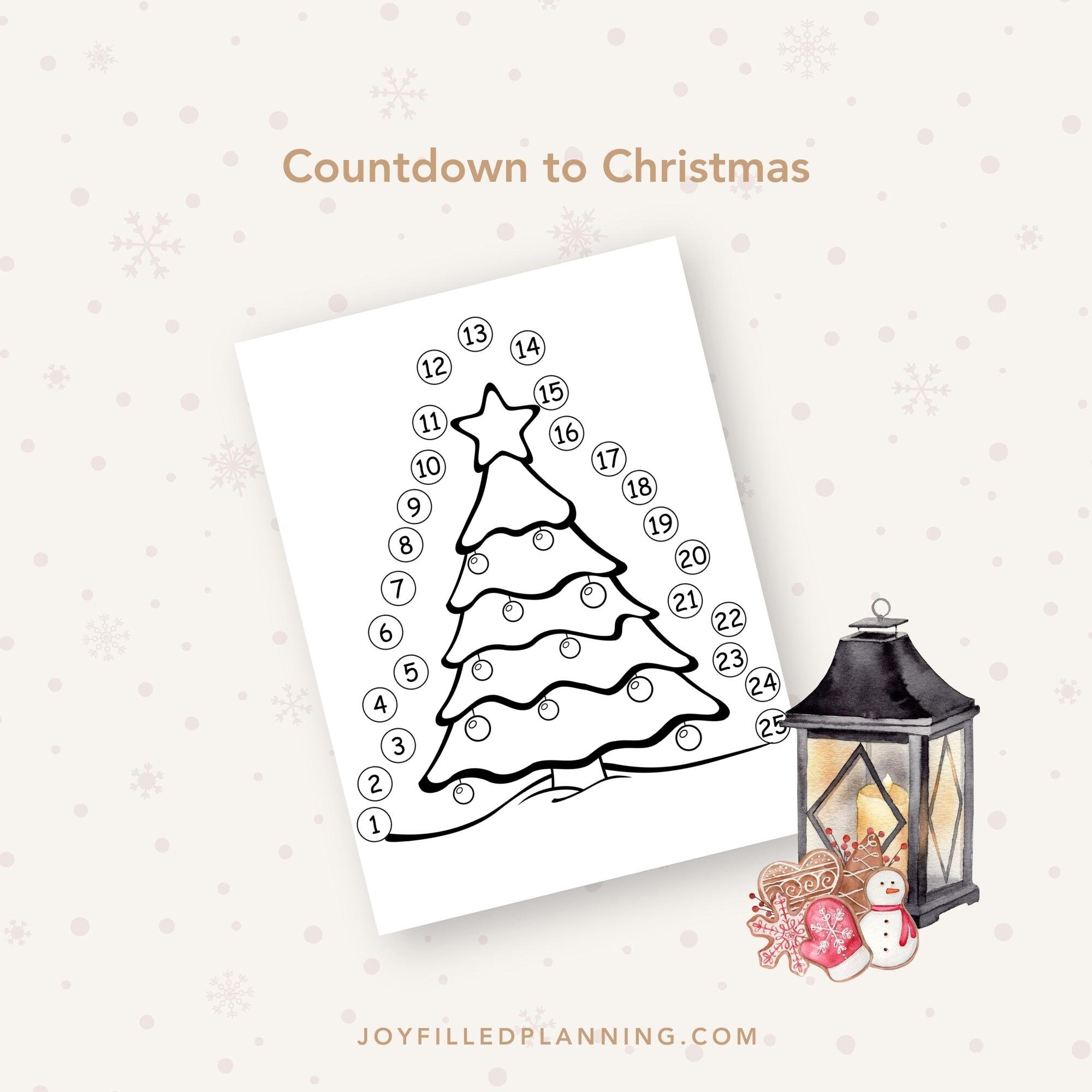 Printable Christmas Tree Advent Calendar, Christmas Countdown ...