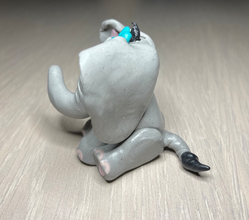 Handmade Clay Baby Elephant Figurine Unique Clay Elephant Statue