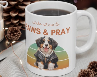 Cute Bernese Mountain Dog Mug: Celebrate Your Love for Jesus, Faithful Furry Friends, Bernese Mountain Dog Gift, Funny Christian Dog Gift