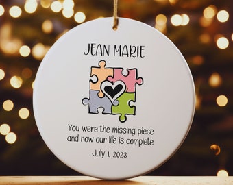 Personalized XMAS Ornament Gift for Adoptive Parents, Keepsake Christmas Ornament for Adopted Child, Son/Daughter Grandparent Gift