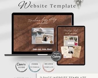 Sitio web vintage para anunciar la fecha de la boda, elegante invitación de boda (descarga digital)