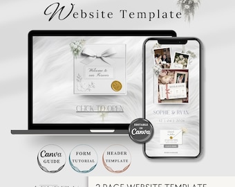 Sitio web de "Reserva la fecha" en color blanco marfil, elegante invitación de boda (descarga digital)