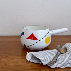 Vintage 1980s Pattern Copco Enamel Pot, Made in Japan