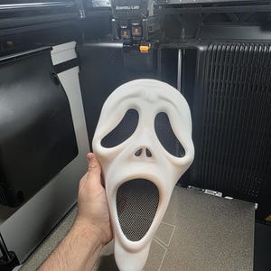 Wearable Scary Movie 6 Ghostface Inspired Mask – 3D Printed – Mesh Eyes & Nose