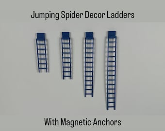 Jumping Spider Enclosure Decor Ladders With Magnetic Anchors, Embedded Magnets, Four Sizes Available, Choose Colors