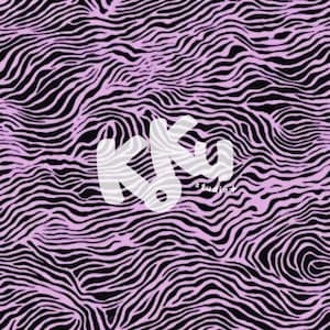 May include: A digitally created pattern featuring a zebra stripe design in black and light purple. The image includes the text "Kiku studio+" in white, overlaid on the pattern. The design has a wavy, textured appearance.