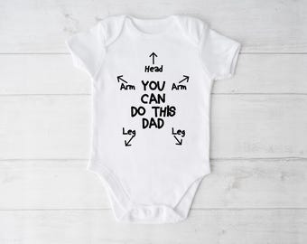 CUSTOM- Dad Instructions Onesie, New Baby Gift, First Time Dad Gift, New Dad Gift, Baby Onesie, Baby Announcement Onesie, Coming Home Outfit