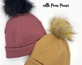 Faux Fur Pom Pom add on for our Slouch Beanies | Organic Cotton | Winter Hat | Waffle or Rib Cotton | Baby | Toddler | Kids | Teen | Adult