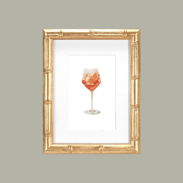Aperol Spritz Watercolor Art Print – 4×6 or 5×7 | Cocktail Wall Art, Bar Cart Decor
