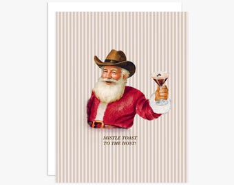 Santa with Espresso Martini Christmas Card – Original Watercolor