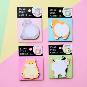 Japanese Corgi Shiba Neko Sticky Notes - Cats and Dogs Post It Notes