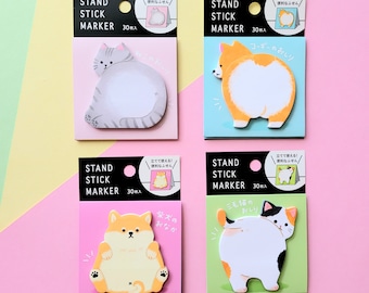 Japanese Corgi Shiba Neko Sticky Notes - Cats and Dogs Post It Notes