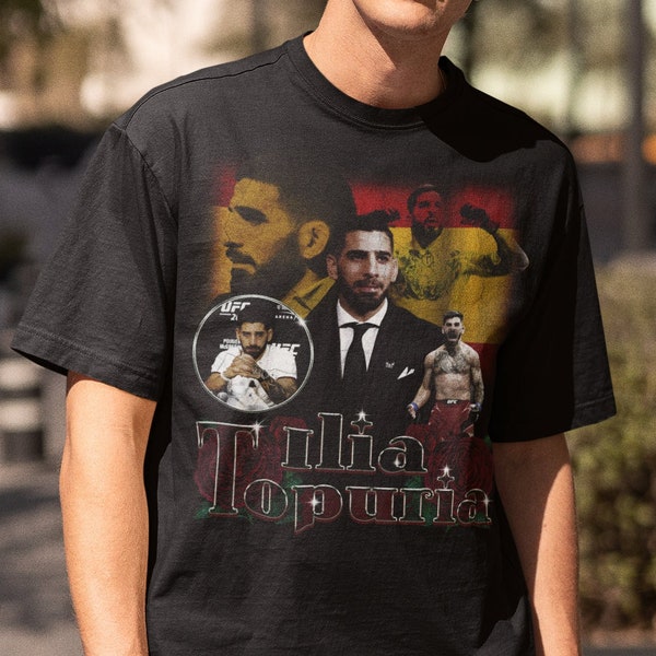 Ilia Topuria El Matador MMA Vintage 90s Retro Graphic Collage T-Shirt