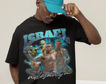 Israel Adesanya The Last Stylebender MMA Vintage 90s Retro Graphic Collage T-Shirt Men