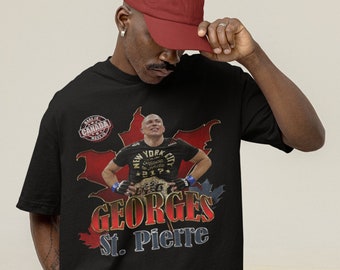 Georges St Pierre MMA Vintage 90s Retro Graphic Collage T-Shirt