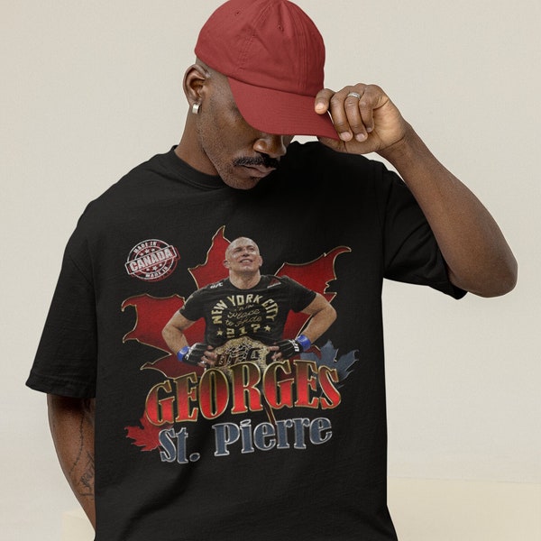 Georges St Pierre MMA Vintage 90s Retro Graphic Collage T-Shirt
