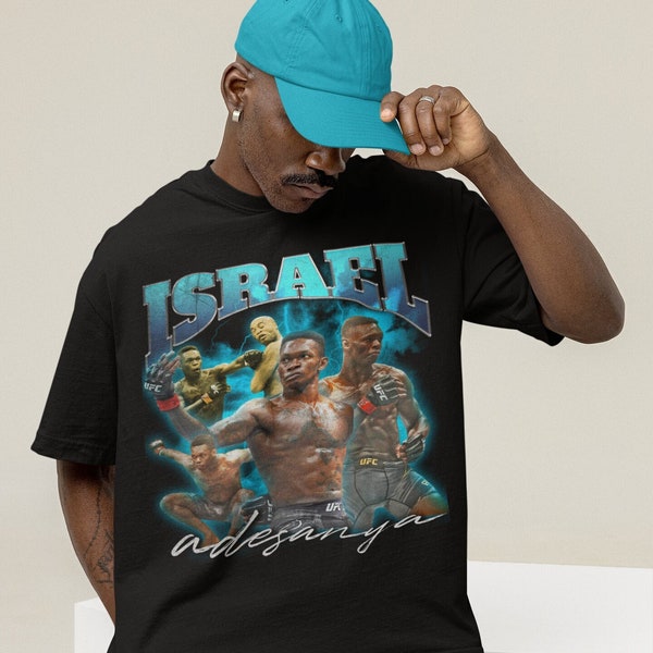 Israel Adesanya The Last Stylebender MMA Vintage 90s Retro Graphic Collage T-Shirt Men