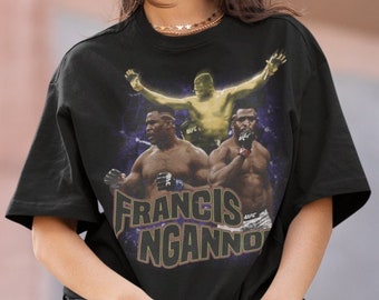 Francis Ngannou The Predator MMA Vintage 90s Retro Graphic Collage T-Shirt