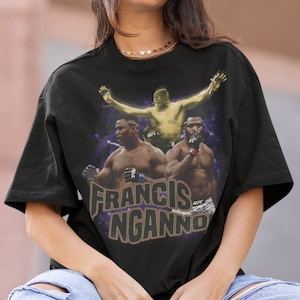 Francis Ngannou The Predator MMA Vintage 90s Retro Graphic Collage T-Shirt image 1