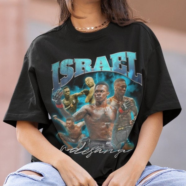 Israel Adesanya The Last Stylebender MMA Vintage 90s Retro Graphic Collage T-Shirt Women