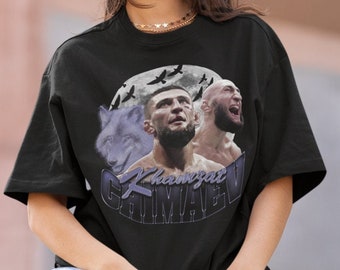 Khamzat Chimaev Borz MMA Vintage 90s Retro Gráfico Collage Camiseta