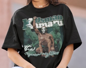 Kamaru Usman The Nigerian Nightmare MMA Vintage 90s Retro Graphic Collage T-Shirt