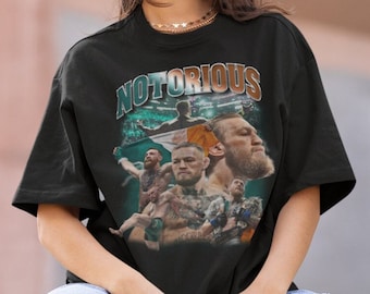 Conor McGregor The Notorious MMA T-shirt à collage graphique rétro vintage des années 90