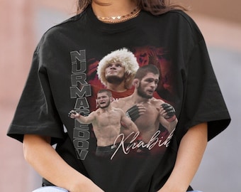 Khabib Nurmagomedov The Eagle MMA Vintage 90s Retro Graphic Collage T-Shirt