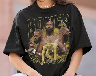 Jon Jones Bones MMA Vintage 90s Retro Graphic Collage T-Shirt