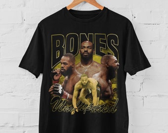 Jon Jones Bones MMA Vintage 90s Retro Graphic Collage T-Shirt