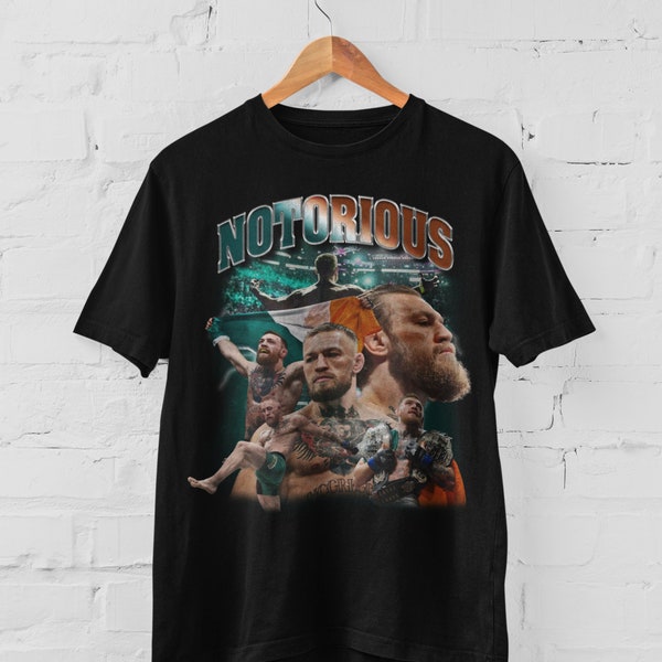 Conor McGregor The Notorious MMA Vintage 90s Retro Graphic Collage T-Shirt