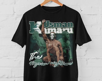 Kamaru Usman The Nigerian Nightmare MMA Vintage 90s Retro Graphic Collage T-Shirt