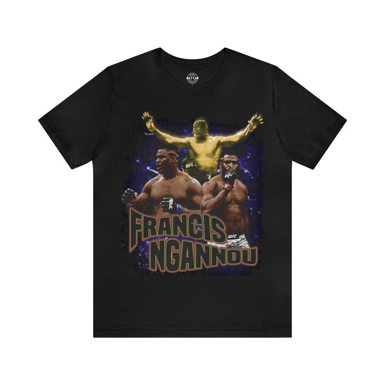 Francis Ngannou The Predator MMA Vintage 90s Retro Graphic Collage T-Shirt image 2