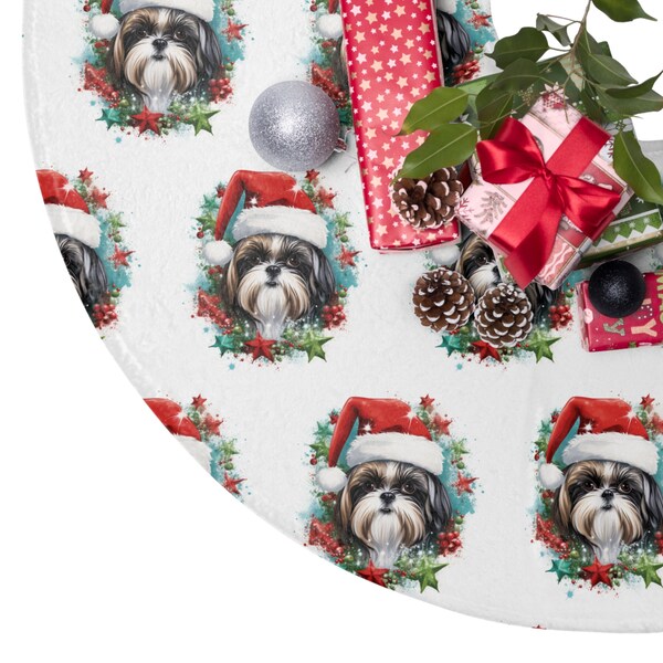 Adorable Christmas Shih Tzu Quilted Tree Skirt GFTOTP620