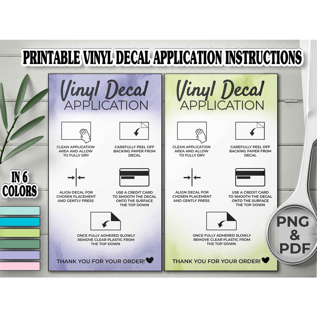 Printable Vinyl Decal Care Card Instructions Vinyl Decal - Etsy