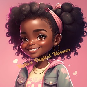Beautiful Black Girl Magic, Little girl PNG, Afro Fashion, African American clipcart, Planner Tshirt Tumbler Sublimation