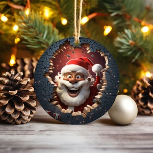 3D Christmas Break Through Ornament Sublimation PNG, Instant Digital Download, Christmas Round Ornament PNG, African American