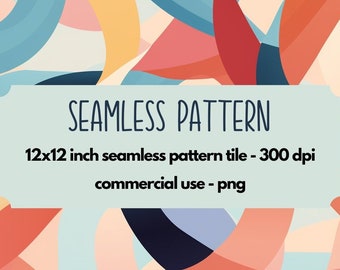 Abstract Geometric Seamless Pattern for Commercial Use - Digital Download, Boho Digital Paper, Abstract Fun Shapes