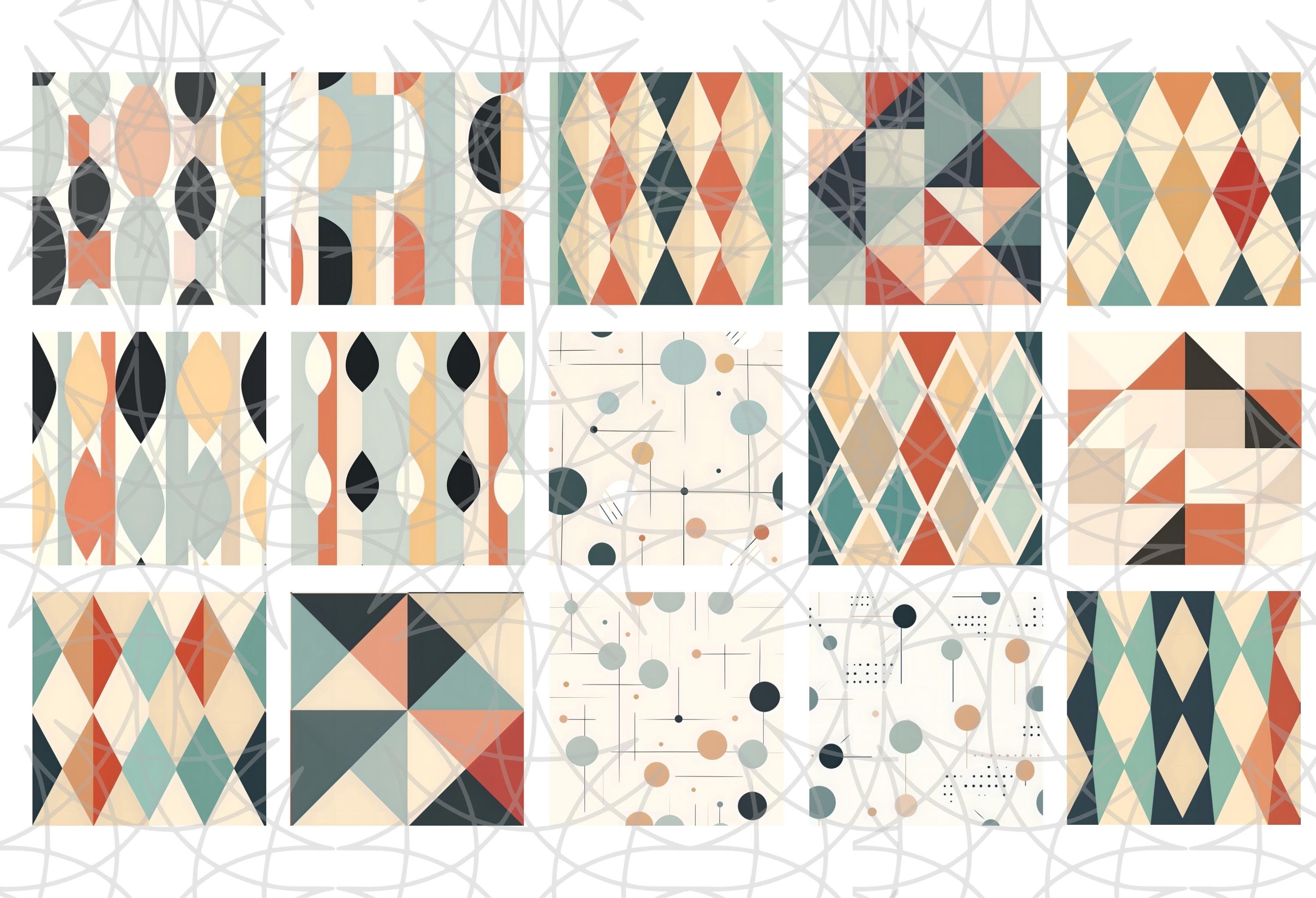 50 Minimal Geometric Patterns Bundle, Simple Geometric Digital Paper ...