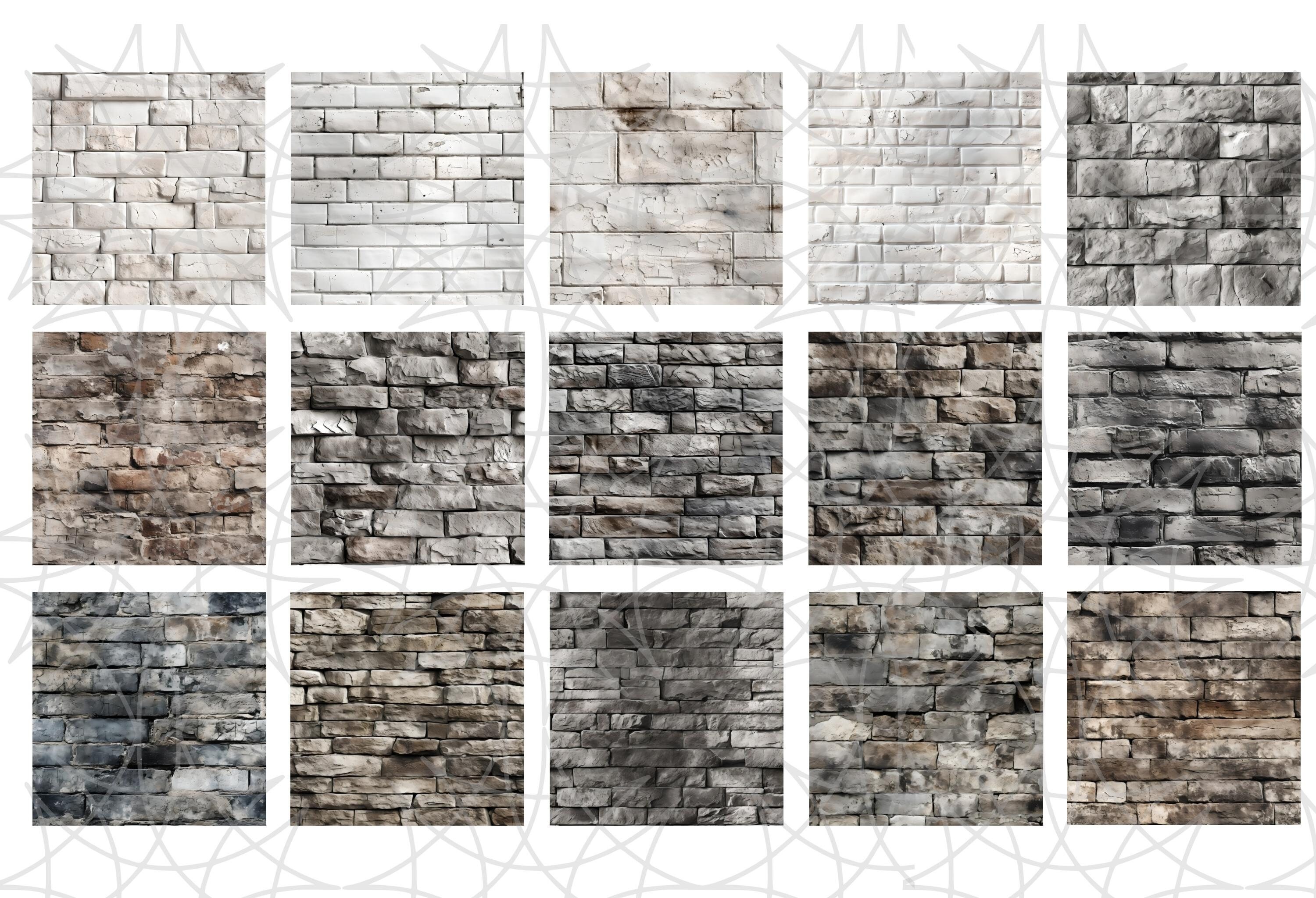 60 Brick Texture Seamless Patterns, Shabby Chic Distressed Brick Wall ...