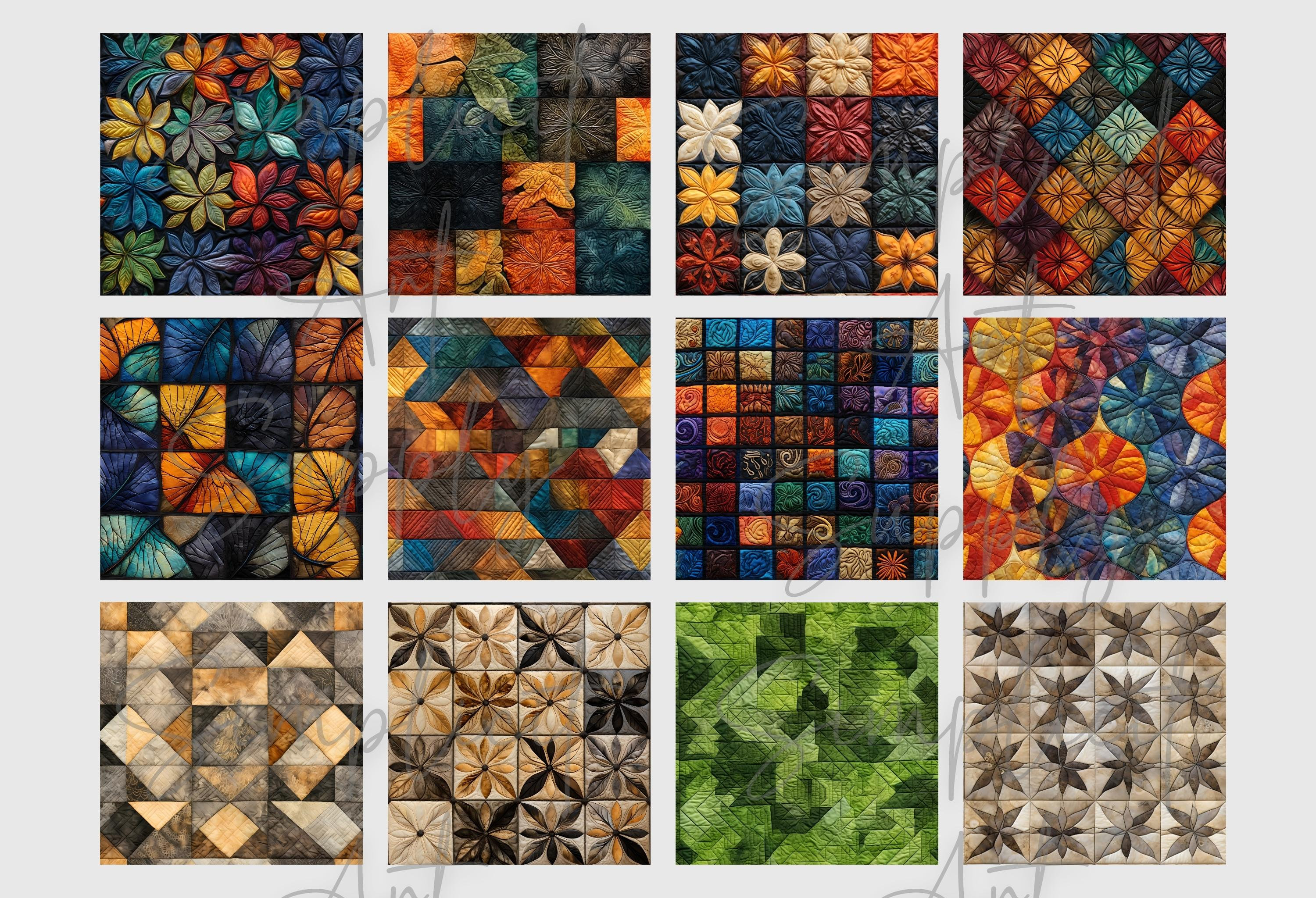 Quilt Pattern Texture 40 Batik Quilt Textures Seamless Pattern Digital Paper Bundle, Quilt ...