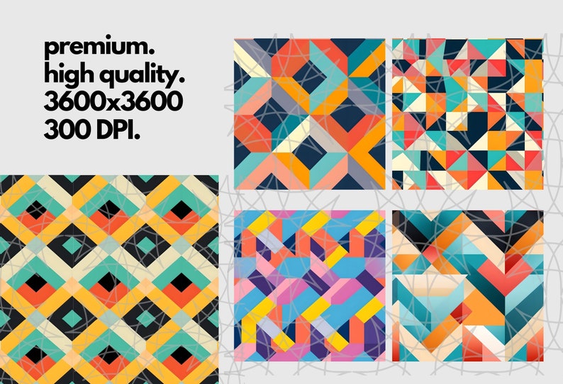 12 Retro Colorblocking Seamless Pattern for Commercial Use, Digital ...