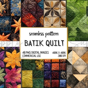 40 Batik Quilt Texturen Nahtlose Muster Digitales Papier Bundle, Quilt Junk Journal, Scrapbooking, Kartenherstellung, Sublimation, kommerzielle Nutzung