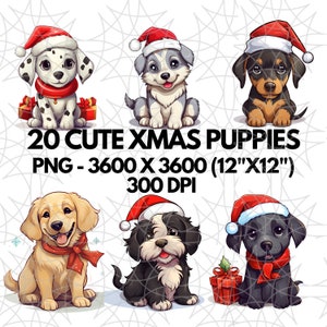 Süße Weihnachten Welpen Clipart Bundle - 20 PNG-Dateien von Kawaii Hund Kunst für Hundemamas Corgis Aufkleber Entzückende PNG Designs kommerzielle Nutzung sofort