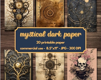 20 Mystical Dark Covers Junk Journal Papers, Gothic Digital Papers, Scrapbook Paper, Collage Papers, Printable Journal Pages, Paper Pack,